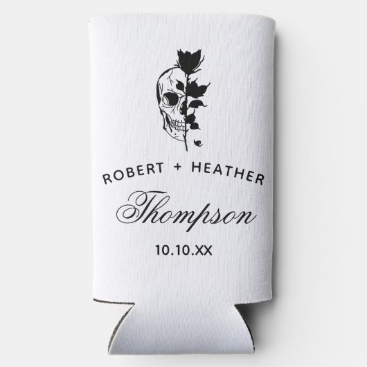 Aangepaste Gotische bruiloft tot de dood doen ons  Seltzer Blikjeskoeler (Achterkant)