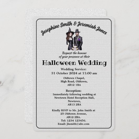 Aangepaste Gotische Heks & Warlock Hallowedding Kaart (Voorkant / Achterkant)