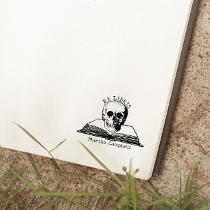 Aangepaste gotische schedel Ex Libris bibliotheekb Rubberstempel