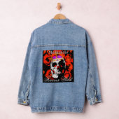 Aangepaste Gotische Schedel Rode Rozen Denim Jacket (Hangar)