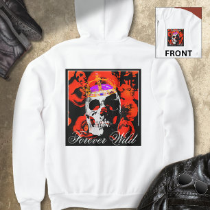 Aangepaste Gotische Schedel Rode Rozen Hoodie