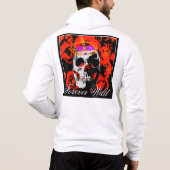 Aangepaste Gotische Schedel Rode Rozen Hoodie (Achterkant)