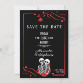 Aangepaste gotische Schedel & Roos Save The Date (Voorkant)