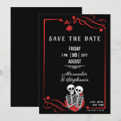 Aangepaste gotische Schedel & Roos Save The Date (Voorkant / Achterkant)