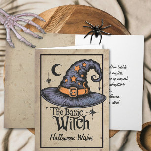 Aangepaste gotische typografie Halloween Witch Kaart