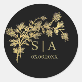 Aangepaste goud folie luxe botanische monogram mod ronde sticker