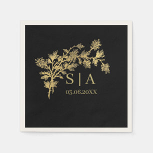 Aangepaste goud folie luxe botanische monogram mod servet