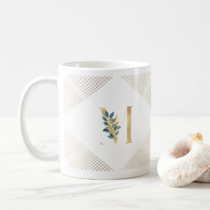 Aangepaste Goud Folie Monogram Botanische Geometri Koffiemok