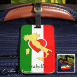 Aangepaste Goud Italië Kaart Italiaanse vlag Bagagelabel<br><div class="desc">Laat je liefde voor Italië zien met ons prachtige, gouden Italiaans kaart Bagagelabel, dat de essentie van dit prachtige land inkapselt met een Italiaans vlagontwerp. Vakkundig gemaakt door Mylini Design, bekend om hun aandacht voor detail en superieur vakmanschap. Dit bagagelabel is niet alleen een accessoire, het is een statement. Gemaakt...</div>