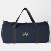 Aangepaste Goud Navy Blauwe Monogram Eerste Fitnes Plunjezak (Voorkant)