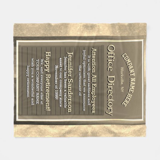 Aangepaste  Goud Pensioen Teken Fleece Deken (Voorkant (Horizontaal))