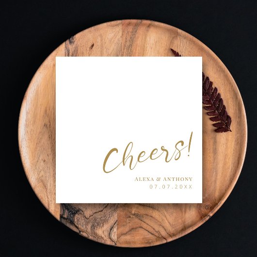 Aangepaste Goud & Wit Trouwservetten - Proost! Servet