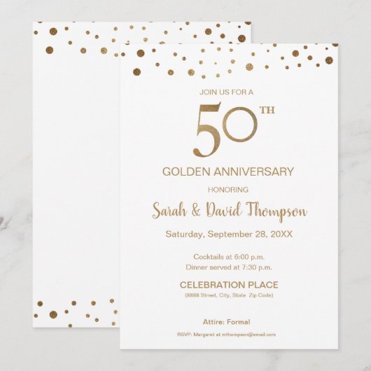 Aangepaste Goud witte 50ste huwelijksverjaardag Kaart (Voorkant / Achterkant)