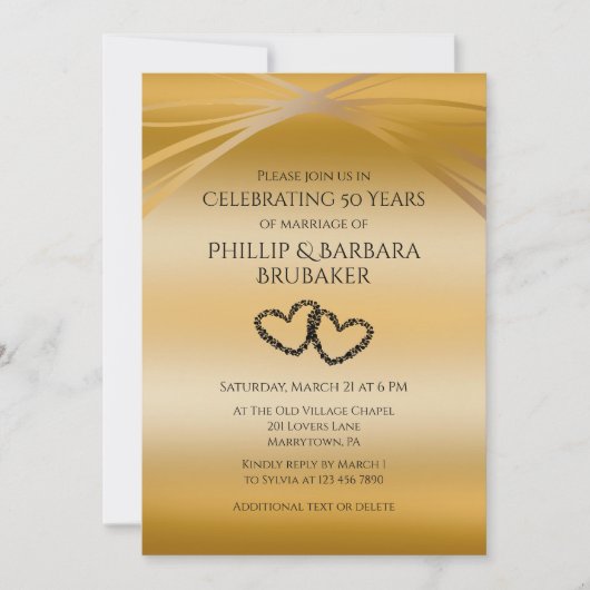 Aangepaste Gouden 50e verjaardag Originele Hart Bo Kaart (Voorkant)