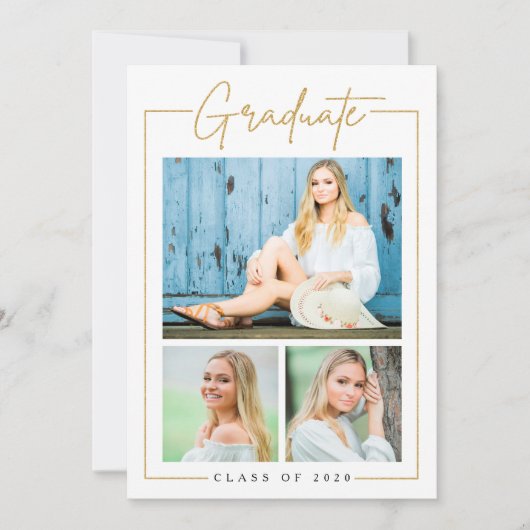 Aangepaste gouden Afstuderen aankondiging (Voorkant)