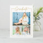 Aangepaste gouden Afstuderen aankondiging (Staand voorkant)