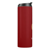 Aangepaste gouden appel afbeelding op rood thermosbeker (Gedraaid links)