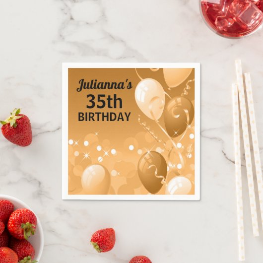 Aangepaste gouden ballonnen met witte verjaardag servet (Insitu)