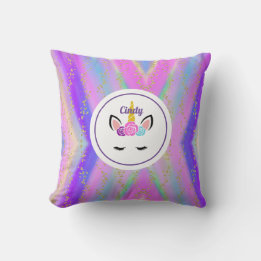 Aangepaste gouden bespikte kleurrijke Unicorn Kussen
