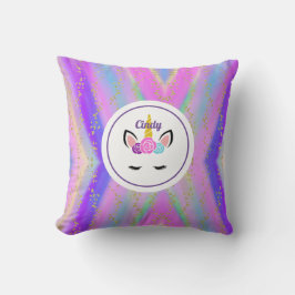 Aangepaste gouden bespikte kleurrijke Unicorn Kussen