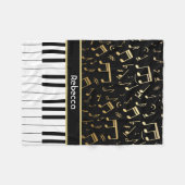Aangepaste gouden biljetten en pianosleutels fleece deken (Voorkant (Horizontaal))