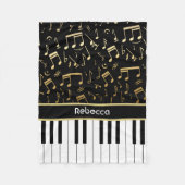 Aangepaste gouden biljetten en pianosleutels fleece deken (Voorkant)