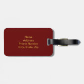Aangepaste gouden bladeren op rood Bagagelabel (Achterkant horizontaal)