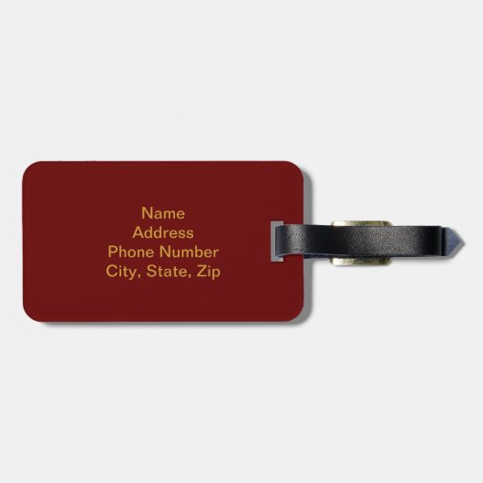 Aangepaste gouden bladeren op rood Bagagelabel (Achterkant horizontaal)