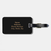 Aangepaste gouden bladeren op zwart Bagagelabel (Achterkant horizontaal)
