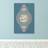 Aangepaste Gouden Blauwgroen Abstracte Ornamentele Canvas Afdruk (Insitu (Houten vloer))