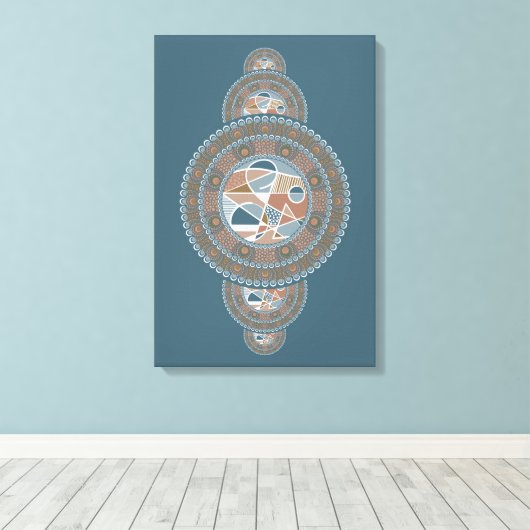 Aangepaste Gouden Blauwgroen Abstracte Ornamentele Canvas Afdruk (Insitu (Houten vloer))