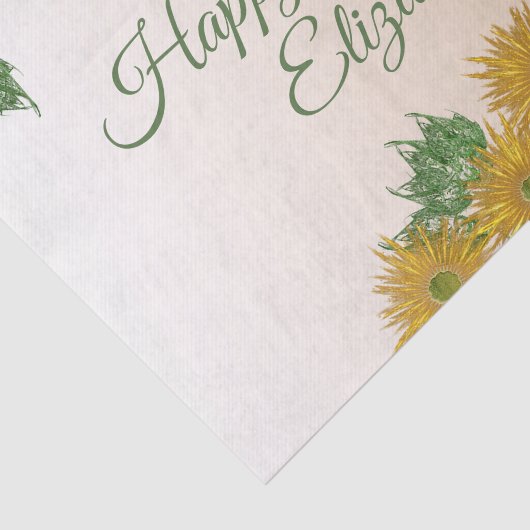 Aangepaste Gouden Bloemen Art Corners Verjaardag Tissuepapier (Detail)