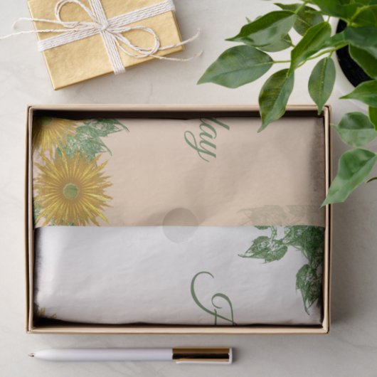 Aangepaste Gouden Bloemen Art Corners Verjaardag Tissuepapier (Geschenk)