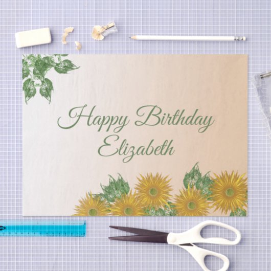 Aangepaste Gouden Bloemen Kunst Hoeken Verjaardag Tissuepapier (Craft)