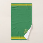 Aangepaste gouden boom, drie strepen op bosgroen bad handdoek (Handdoek)