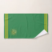 Aangepaste gouden boom, drie strepen op bosgroen bad handdoek (Handdoek)