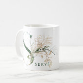 Aangepaste Gouden Botanische Eucalyptus Monogram " Koffiemok (Voorkant links)