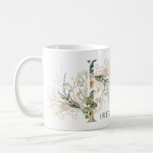 Aangepaste Gouden Botanische Eucalyptus Monogram " Koffiemok