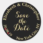 Aangepaste gouden bruidbruine bruistocht sparen de ronde sticker (Voorkant)