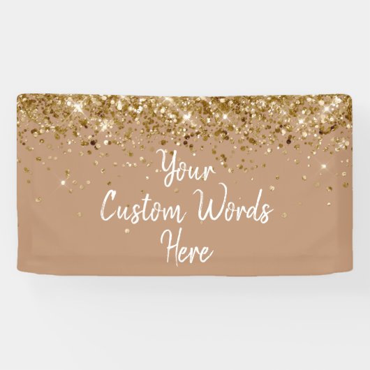 Aangepaste gouden bruine en gouden verjaardagsfees spandoek (Horizontaal)