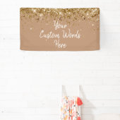 Aangepaste gouden bruine en gouden verjaardagsfees spandoek (Insitu)