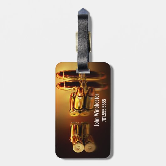 Aangepaste gouden cartridges bagagelabel (Achterkant verticaal)