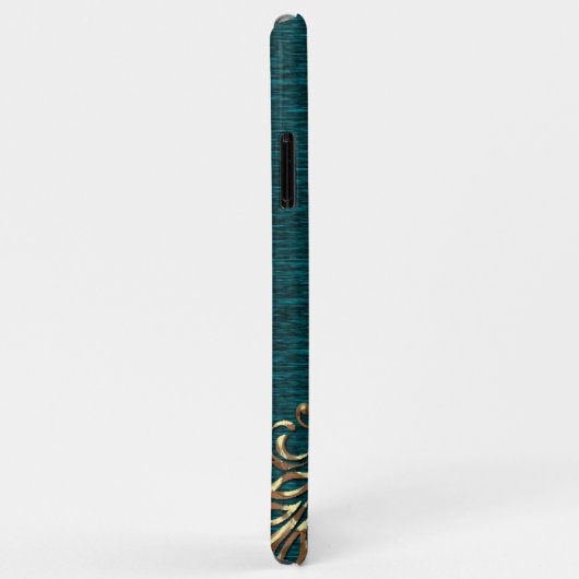 Aangepaste Gouden Damask Bloempatroon Blauwgroen B Case-Mate iPhone Case (Achterkant/rechts)