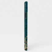 Aangepaste Gouden Damask Bloempatroon Blauwgroen B iPhone Hoesje (Rechterkant)