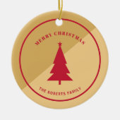 Aangepaste gouden en rode kerst keramisch ornament (Voorkant)