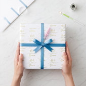 Aangepaste gouden en witte bruid en bruidegom brui cadeaupapier