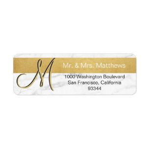 Aangepaste Gouden Folie Marmeren Monogram Letter R Etiket