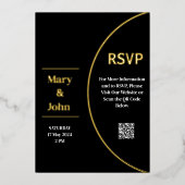 Aangepaste Gouden Folie Moderne Zwart-wit Bruiloft Folie Uitnodiging (Voorkant)