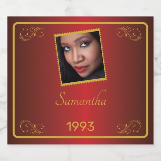 Aangepaste Gouden Foto Verjaardag Bier Etiket (Enkel label)