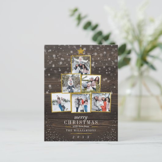 Aangepaste gouden fotostructuur | Kerst van de leg Briefkaart (Staand voorkant)